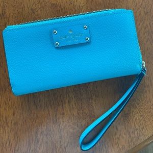 Kate Spade teal wristlet wallet